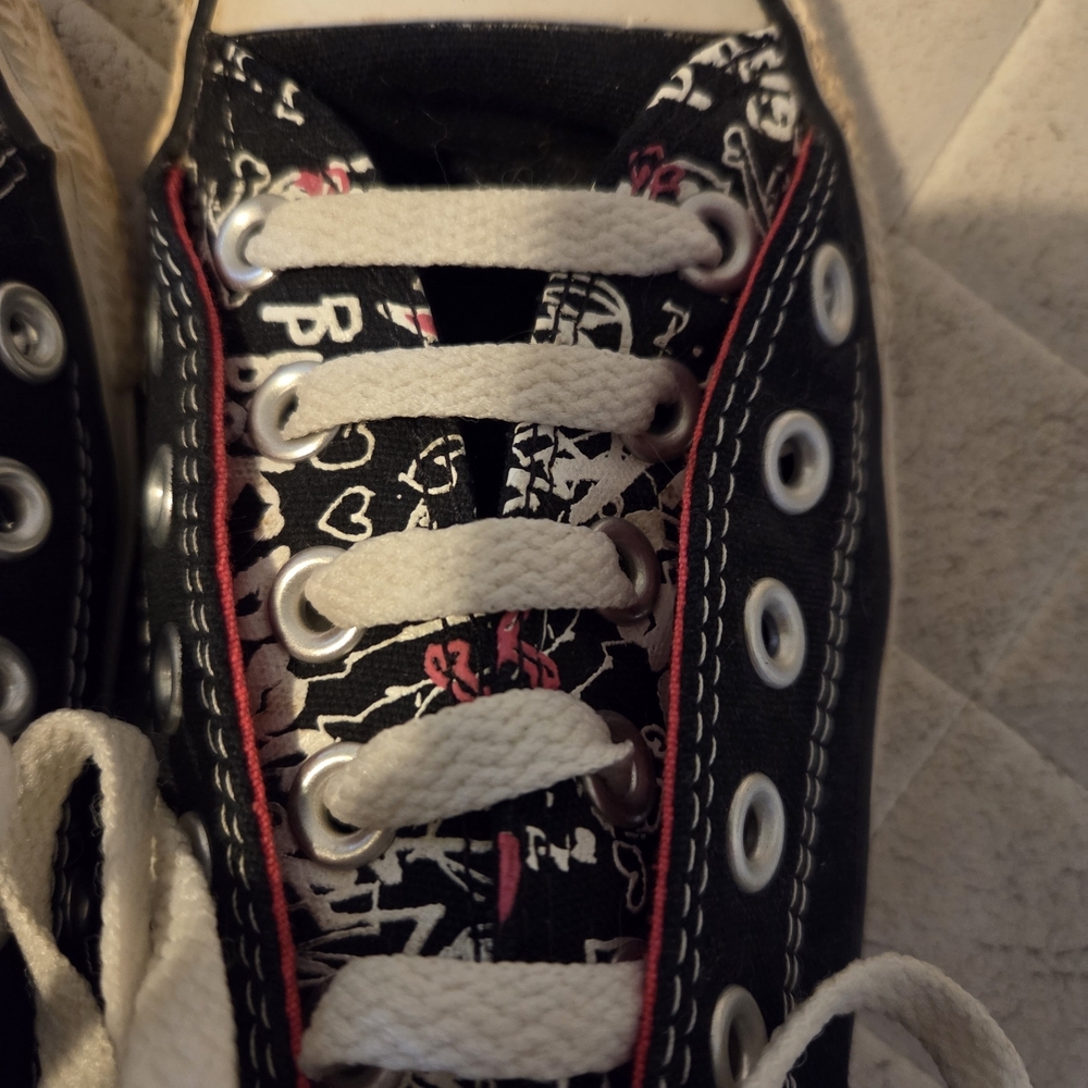 Converse Chuck Taylor Low TopCanvas Sneakers with Pink Punk Rock Girl Pattern - Picture 6 of 14